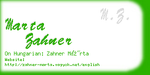 marta zahner business card